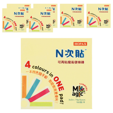 N次貼 魔術便條本, 專利商品 色彩隨手翻 尺寸任意選, 綠色 + 粉紅色 + 黃色 + 藍色, 100張, 7本