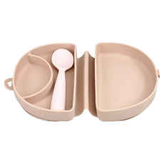 miniware 微兒 輕鬆外出組, 棉柔棉花糖約旦玫瑰, 1組, 矽膠合掌包 + 湯匙