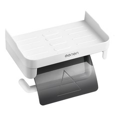 oenon 可置物捲筒衛生紙架/免打孔壁掛式面紙架, 白灰色, 1個