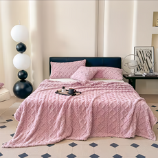 英式立體花羊羔毯 - 桃紅 100%聚酯纖維, 200 x 150cm