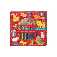 AMOS 阿摩司 Sun Deco 10色玻璃彩繪膠組 內含12個捕夢網, 生肖 多色, 1組
