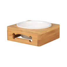 Catfeet 竹製方形 天然竹製碗架 易清潔白陶瓷, 原木色 + 白色, 1個