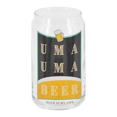 SUNART umauma beer san3882-2 日本製造罐形玻璃啤酒杯 獨特設計 享受暢飲樂趣, 1入, 透明