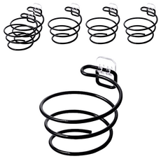 免打孔吹風機收納壁掛架, 螺旋設計, 金屬烤漆, 帶插頭卡位, 黑色, 6個