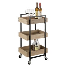 Hampton 漢汀堡 喬伊置物收納推車, 黑, 木紋