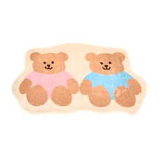 沐慕家居 短絨毛兩兄弟地毯 小熊圖案