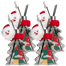 QiMart MIT聖誕狂歡聖誕樹造型硅藻土香氛擴香瓶, 香水麝香, 200ml, 4瓶