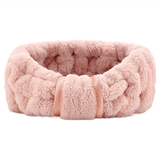 AHOYE 玫瑰金扣束洗臉髮帶 柔軟親膚 彈性髮圈, 1個, 粉色