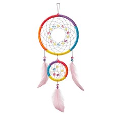 4M 工藝創作：炫彩捕夢網, 內含兩個圈圈 (16cm & 8cm), 1包彩色珠, 1包夜光珠, 3根羽毛, 6個線軸, 1包膠水, 詳細說明, 2108001, 1盒