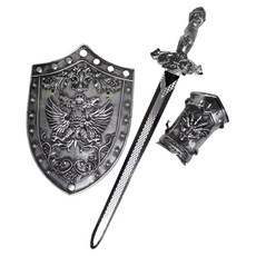 摩達客 COSPLAY 派對變裝扮 戰士鷹盾牌劍 3件組, 黑金, 1組