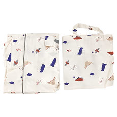 愛北鼻 親子同款加厚防水雨衣 米色恐龍世界 3XL, 140~150cm