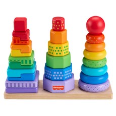 fisher-price 費雪 木製形狀分類疊疊樂 3個, 1組