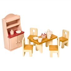 Mentari 歐式餐桌組 MT7622, 內含桌子，4張椅子，蛋糕，咖啡壺，餐邊櫃, 1組