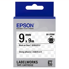 EPSON 標籤帶 LK-3TBW 9mm, 9m, 透明底黑字