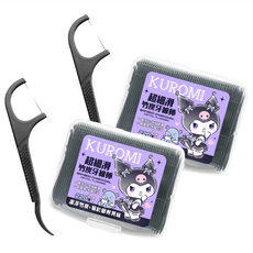 Sanrio 三麗鷗 Kuromi 酷洛米 超細滑竹炭牙線棒, 2cm, 220支, 2盒