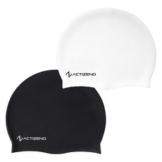 ACTIZENO 優質矽膠泳帽 2個, 黑 + 白, 1組