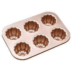 TRIARROW 三箭牌 金不沾6連可麗露烤模，尺寸25.6x18.5x5.6cm, 25.6 x 18.5 x 5.6cm, 1個