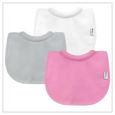 green sprouts 小綠芽 口水巾圍兜3件組 三層吸水/防水, 桃灰白, 1組