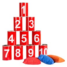 BS Toys 丟罐子鐵罐組 10個鐵罐+3個沙包 3歲以上適用, 1組, 數字