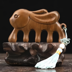 蕉蕉購物 金絲檀大耳兔按摩梳, 1個, 咖啡色