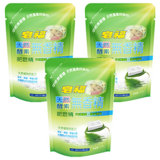 皂福 無香精天然酵素肥皂精 補充包, 添加酵素去除污漬, 自然清潔力, 嬰幼兒衣物適用, 1.5kg, 3包