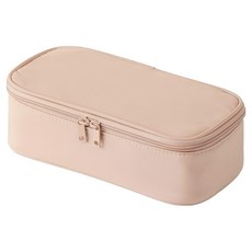 MUJI 無印良品 聚酯纖維橫型化妝箱 19 x 9 x 6cm 粉米色, 化妝包, 旅行收納, 1個