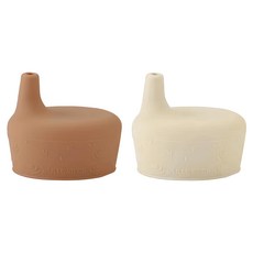 By Lille Vilde 矽膠杯蓋2件組, 白色 + 棕色, 7 x 6cm, 1組