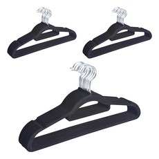 Craftsman In Storage 收納職人 無痕防滑 植絨衣架 42cm 10個, 經典黑, 30個