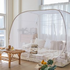 BEBEDECO 純方形一鍵式蚊帳, 白色