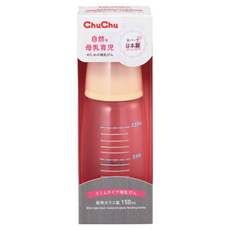 ChuChu 經典標準玻璃奶瓶，超低熱膨脹係數α33耐熱玻璃, 米色, 150ml, 1入