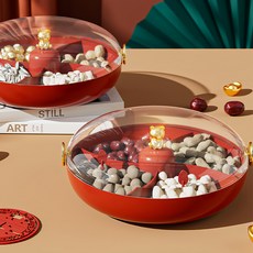 蕉蕉購物 可愛小熊中式喜慶餅乾糖果分格盒, 紅色, 1個