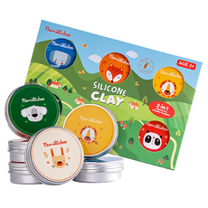 Familidoo 法米多 六色兒童矽膠黏土, 2合1造型模板, 3歲以上, 350g, 1組