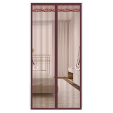 金鋼紗抗抓魔術貼防蚊門簾, 210 x 90cm, 咖啡條紋