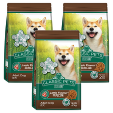 CLASSIC PETS 加好寶 羊肉口味 成犬 乾狗糧 Omega 6和鋅 均衡的碳水化合物 優質蛋白質, 2kg, 3袋
