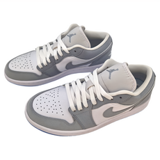 NIKE 耐吉 JORDAN 喬丹 Air Jordan 1 Low 運動鞋, 24.5cm, 灰白色 + 煙灰色