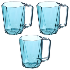 小麥購物 菱形漱口杯 Y293 78g, 藍色, 3個