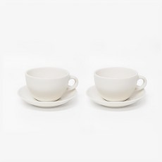 Horeca 4號卡布奇諾杯 360ml 含杯盤組 象牙白 2入組, 2入