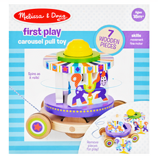 Melissa&Doug 瑪莉莎 益智 幼兒啟發 旋轉木馬拉繩拖車, 1組
