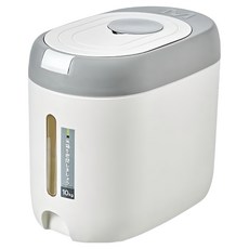 日式一鍵自動彈蓋儲米桶 10kg - 防潮密封米箱, 灰色 白色, 1個