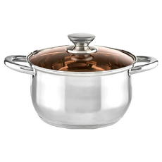 MUHLER 附蓋不鏽鋼雙耳湯鍋 ktb20 3.1L, 20cm, 棕色, 1個