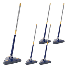 免手洗乾濕兩用懶人拖把 加密超細纖維拖把布 吸附性極佳 360°旋轉設計 靈活清潔縫隙 仿手洗擰擠式清潔 推拉自動擠水, 130 x 27cm, 5個