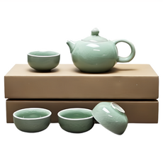 西施壺套組，容量200ml茶壺，容量50ml茶杯, 壺 + 杯子4個, 翠玉青, 1組