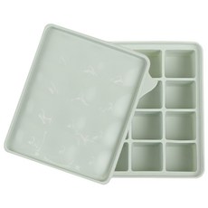 BABY JOY 冰分樂多功能食物製冰盒12格, 頂級鉑金矽膠材質, 可堆疊, 無凹槽上蓋, 25ml, 薄荷綠, 1個