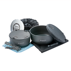 SOTO 戶外鍋具9件組, SOD-501, 鍋 + 大鍋蓋 + 大鍋收納袋 + 小鍋 + 小鍋蓋 + 小鍋保溫收納袋 + 隔熱墊 + 鍋夾 + 鍋夾收納袋, 1組