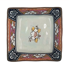 Minoya 美濃燒 桃色松竹梅角碟 日本, 1個, 桃色松竹梅