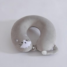 Ishur 伊舒爾 動物造型U型護頸枕, 灰色貓咪