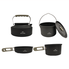 Naturehike 挪客 野行鋁合金鍋 4-7人套裝 CNK2450CF010 1組, 黑色