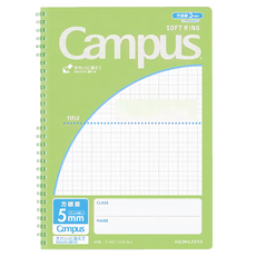 KOKUYO 國譽 Campus 軟線圈筆記本 B5 5mm方眼 30頁, 綠色, 1本