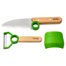 OPINEL 小廚師組盒包 安全刀 + 削皮刀, 綠色, 1組