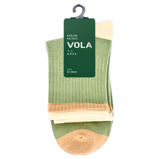 VOLA 維菈 百搭撞色雙層長襪 綠色, 22~26cm